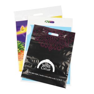 Custom Printed Personalized Flat Grocery Shopping Plastic Die Cut Handle Bags for Supermarket Garment Packaging Handbag