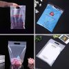 Custom High-End Clothing Packaging Bag with Frosted Zipper and Logo Printing Valve Sealing Handle for PE Plastic Socks