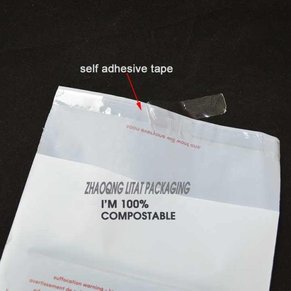 Eco-Friendly Custom 100% Biodegradable Compostable PLA PBAT Self-Adhesive Plastic Bag for Clothing & Shoes Custom Logo Packaging